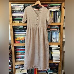 Pyne & Smith Mushroom Check Linen Dress